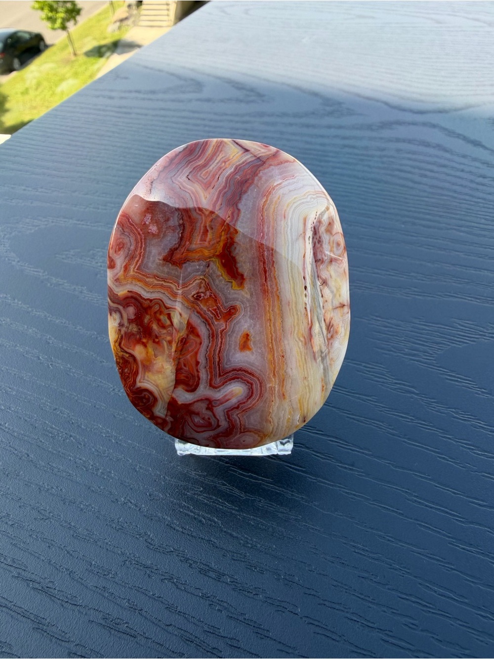 Crazy Lace Agate Palm Stone